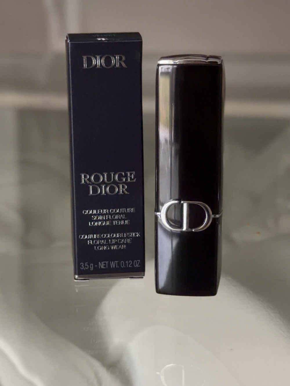 Dior Black Rouge Dior Lipstick with Silver CD Accent